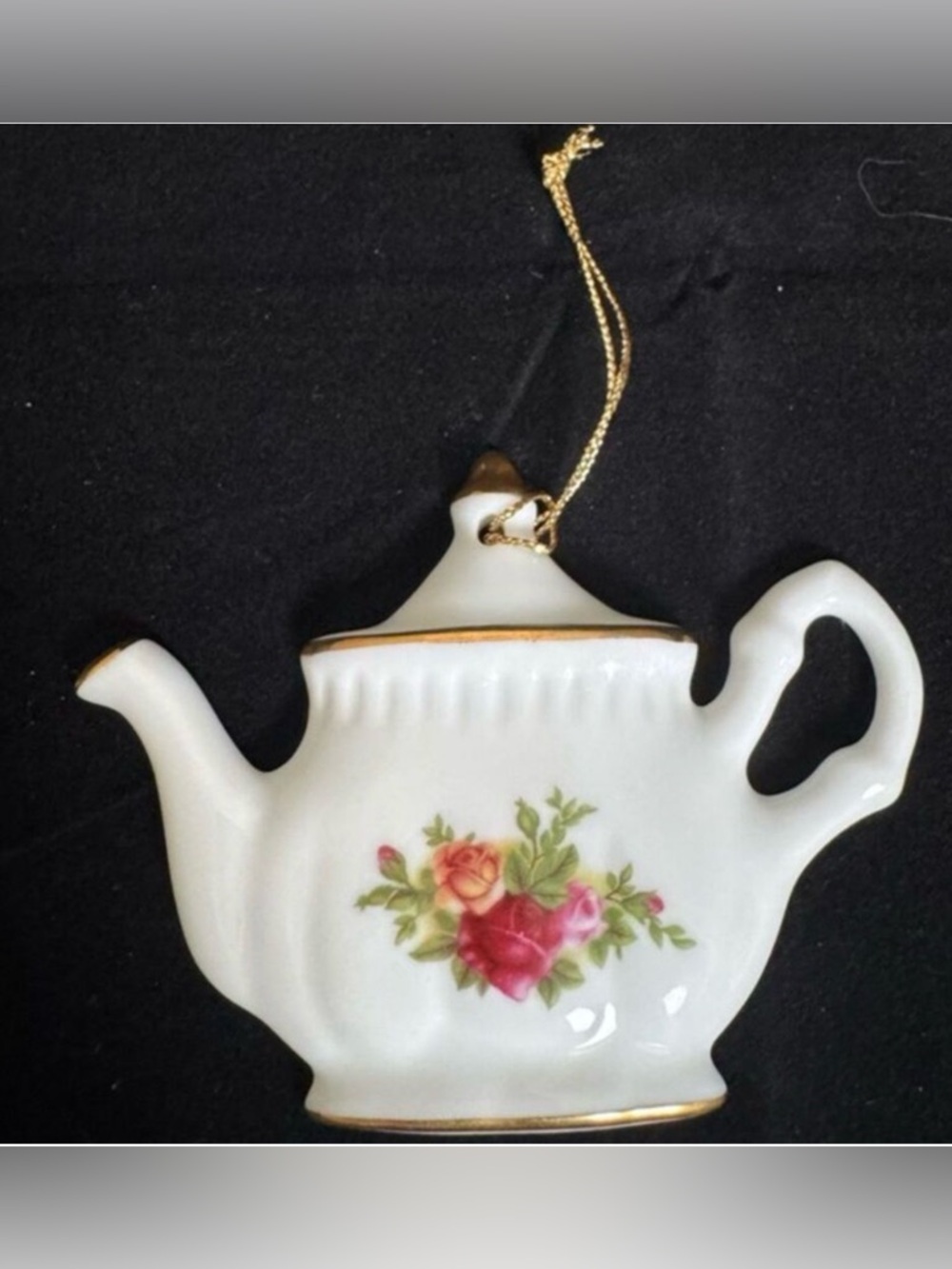 Vintage 1962 Royal Albert Old Country Roses Teapot Christmas Tree Ornament 4"